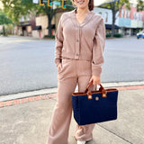 Mocha Latte Vintage Fleece Pant W/ Rib Detail