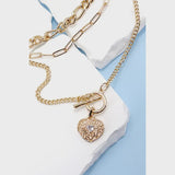 Multi Layer Link Chain Toggle Heart Necklace