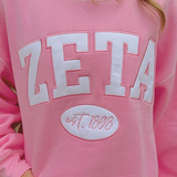 Greek Pink Established Date Mockneck Sweatshirt