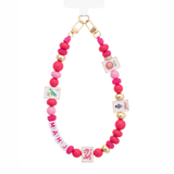 Fuchsia Mahjong Beaded Phone Wristlet Strap