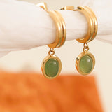Green Whitnee Dainty Round Stone Dangle Earring