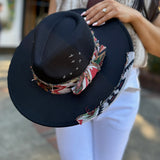 Lucie Hat with Aztec Accents Black