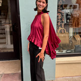 Addison Satin Ruffle Halter Neck Top