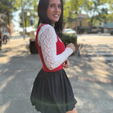 Crimson Corset Knit Crop Top