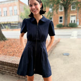 Twill Utility Mini Dress - Navy