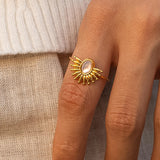 Fabienne Sun Stone Ring White