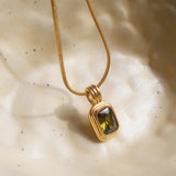 Maeve Green Square Stone Pendant