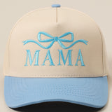 Sky Blue Mama Ribbon Embroidered Two-Tone Trucker Hat