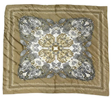 Paisley Medallion Print Silky Bandana Square Neck Scarf - Olive