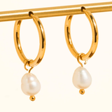 Zarelle Freshwater Pearl Hoop Drop Earrings