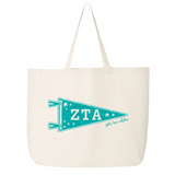 Collegiate Pennant Style Sorority Canvas Tote Bag