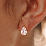 Crystal Teardrop CZ Flat Back Stud Earrings