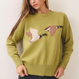 Feathered Flight Duck Intarsia Cotton Sweater
