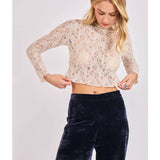Cream Chelsea Lace L/Slv Knit Top