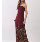 Isla Border Floral Strapless Maxi Dress