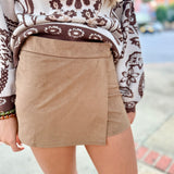 Tan Microsuede Take Care Skort