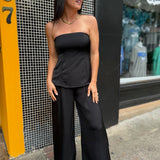 Black Romy Satin Tube Top