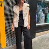 Light Taupe Faux Fur Shawl Collar Jacket