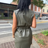 Pine Luxe Sleeveless Faux Leather Dress