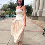 Ecru Corset Lined Strapless Dress