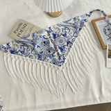 Sutton Blue Paisley Fringe Triangle Bandana