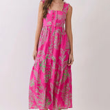 Tropic Bloom Tie-Back Midi Dress