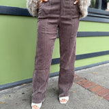 Brown Penthouse Pintuck Pants