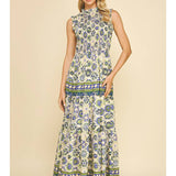 Floral Tiered Maxi Dress - Blue Multi