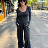 Hot Shot Wide Leg Onesie - Black