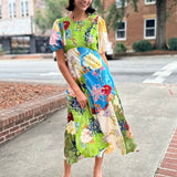 Floral Patchwork Midi Dress