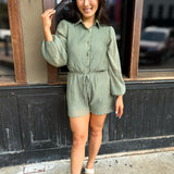 Gathering Button Up Romper