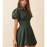 Emerson Bubble Sleeve Zip-Front Mini Dress