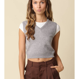 Jane Wool Cashmere Blend Cropped V-Neck Sweater Vest