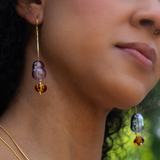 Amethyst Glow Beaded Threader Earrings