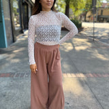 Matte Crepe Wide Leg Swing Pants Cafe