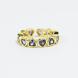 Amethyst Hearts Luxe Band Ring