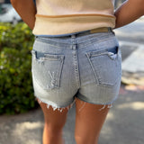 High Rise Stretch Denim Shorts