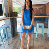 Royal Blue Mackenzie Open Back Scallop Lace Mini Dress