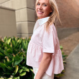 Seaside Stripe Zip Peplum Top