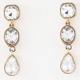 Celeste Crystal Triple-Drop Gold-Tone Earrings