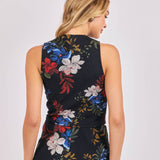 Black Multi Four Seasons Highneck Crop Top