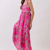 Tropic Bloom Tie-Back Midi Dress
