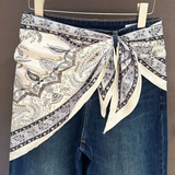 Sloane Ivory Paisley Print Triangle Scarf