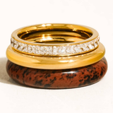 Sierra 18K Gold Red Jasper Mixed Stack Ring Set