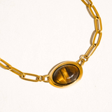 Aveline Oval Cat Eye Stone Chain Necklace