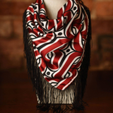 Game Day Fringe Square Scarf - Maroon and Black