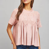 Blush Pink Romance Lace Mesh Top