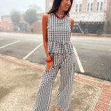 Gingham Peplum Pants