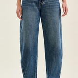 Delaney High Rise Arc Leg Jeans in Weathered Indigo
