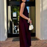 Selene Dark Brown Halter Dress